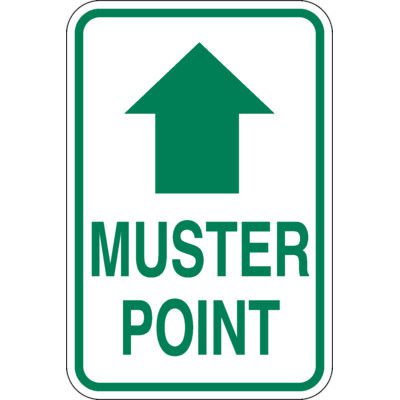 Muster Point Sign Color Muster Point Signs & Emergency Assembly Point Signage | Seton.ca