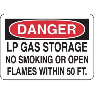 Danger Signs - LP Gas Storage No Smoking Or Open Flames Within 50 Ft ...