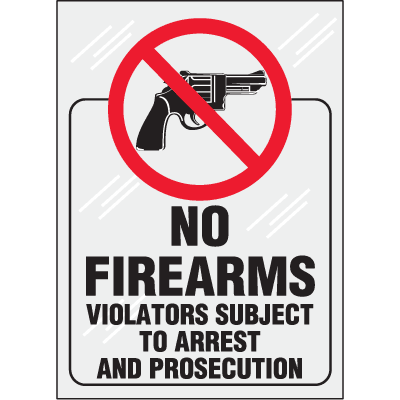 Clear Security Labels - No Firearms, Subject To Prosectuion | Seton
