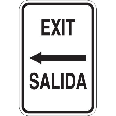 Bilingual Parking Signs - Exit (Left Arrow), Exit Signs | Seton