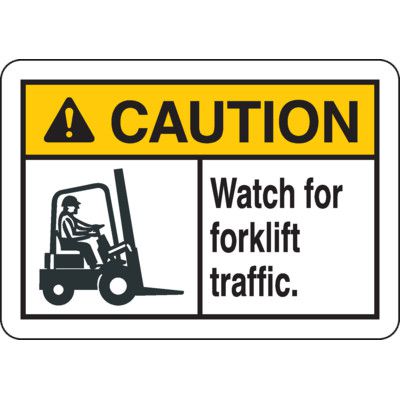 Caution Watch For Forklift Traffic Sign w/ Graphic | Seton
