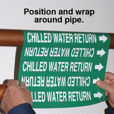 thumbnail image 2 of 8x2 Inch Pipe Marker – Potable Water Sticker Vinyl Sign, Industrial Decal 2 of 5
