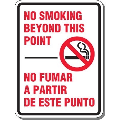 Bilingual No Smoking Beyond This Point Signs | Emedco