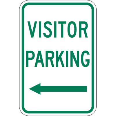 Visitor Parking Sign - Green w/ Left or Right Arrow | Emedco
