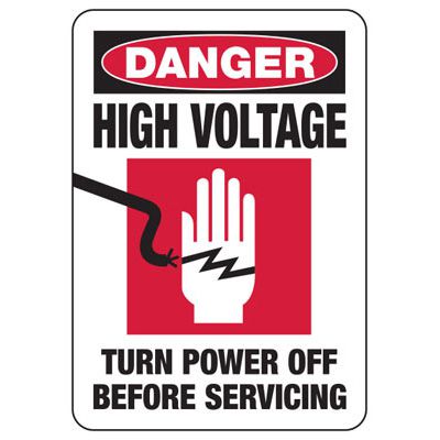 38灯 Sign Design Danger High Voltage Turn Power Off - Electrical Safety Signs
