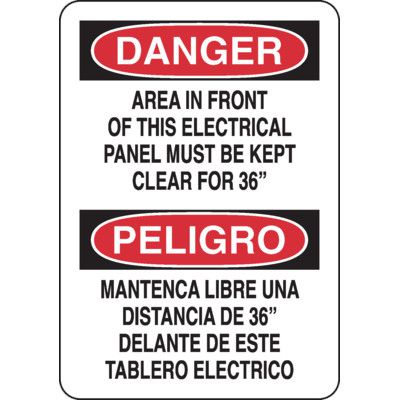 Bilingual Electrical Danger Area Safety Signs | Emedco