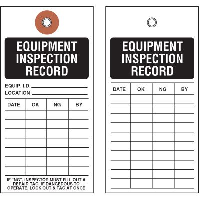 Tyvek Equipment Inspection Record Tag, Inspection Tags | Emedco