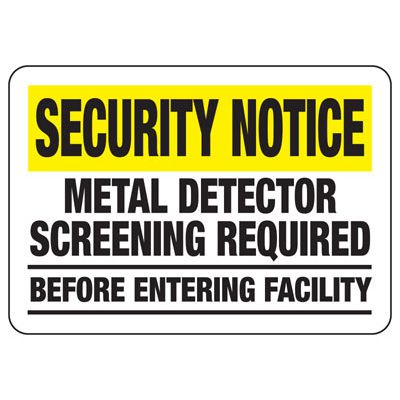 Metal Testing Sign Metal Detector Screening Required Safety Signs | Seton | Seton