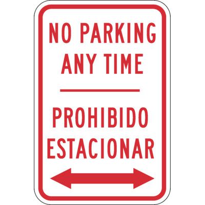 No Parking Signs, Bilingual No Parking Anytime (Double Arrow) | Seton
