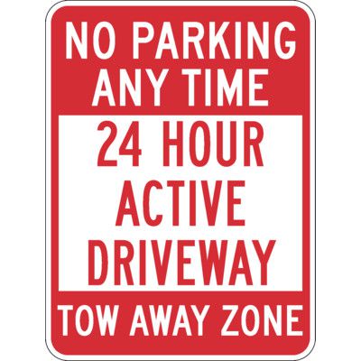SmartSign No Parking Sign - 18" Aluminum Square Driveway Sign Red/White