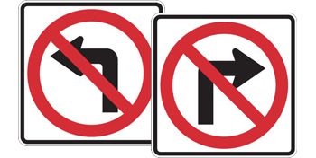 Reflective Traffic Signs - No Left/Right Turn, Reflective Signs