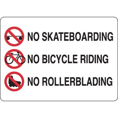 No Skateboarding, Bicycle Riding, Rollerblading Sign | Emedco