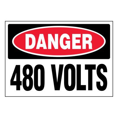victon サイン Ultra-Stick Signs - Danger 480 Volts, Adhesive Signs | Seton