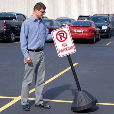 Portable Handicapped Parking Sign with Wheeled Base | Seton