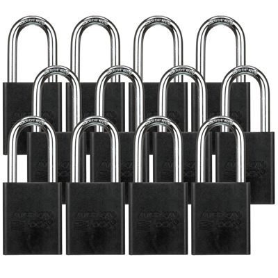 6-Pack Weatherproof Padlocks Keyed Alike – Heavy Duty Outdoor Security Locks, PVC-Coated, Zinc Alloy, For Gates, Garages, Fences, Black