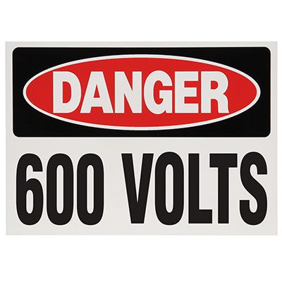 Voltage Warning Labels - Danger 600 Volts | Emedco