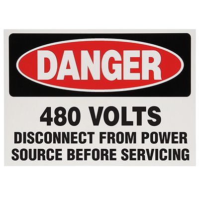 Danger 480 Volts Disconnect From Power Before Servicing Label | Emedco
