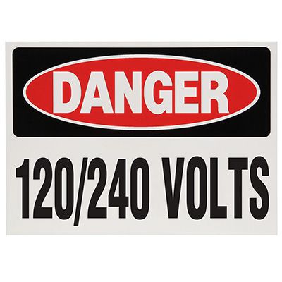 Voltage Warning Labels - Danger 120/240 Volts | Emedco