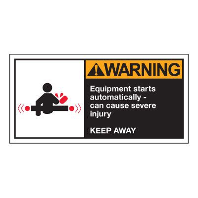 Conveyor Safety Labels - Warning Equipment Starts Automatically | Emedco