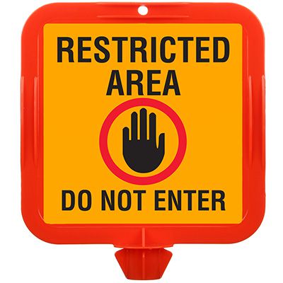 Restricted Area Safety Cone Sign | Plastic Signs.com | Emedco