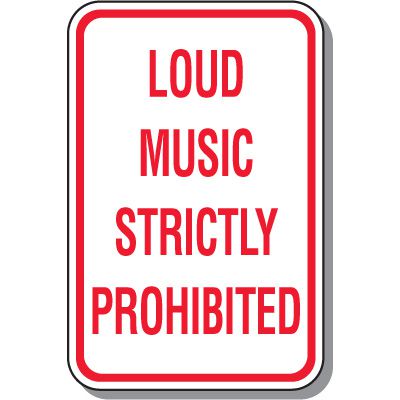 Loud Music Strictly Prohibited Sign, 10x7 Inches, 55 Mil Thick HDPS...