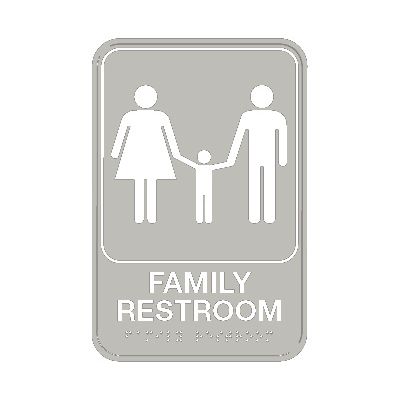 ADA-konformes Schild „Family Room“ – 15,2x20,3 Cm, Mit Erhabener Schrift & Braille, Gebürstet Schwarz, Inkl. Montageband