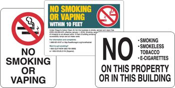 No Vaping & E-Cigarette Signs | Smoke-Free Labels