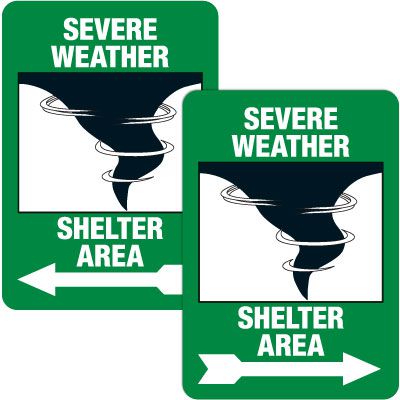 Severe Weather Shelter Area Evacuation Signs | Vinyl Sign | Seton